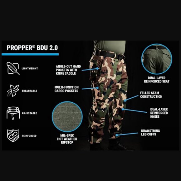 NWT Propper BDU 2.0 Tactical Cargo Pant, Woodland, sz 4X - Picture 5 of 7